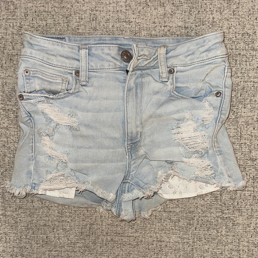American Eagle Outfitters Light Wash Ripped Denim Cutoff Shorts